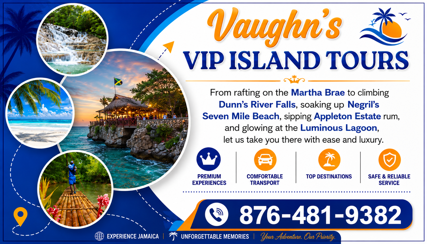 Vaughn's VIP Island Tours business card design