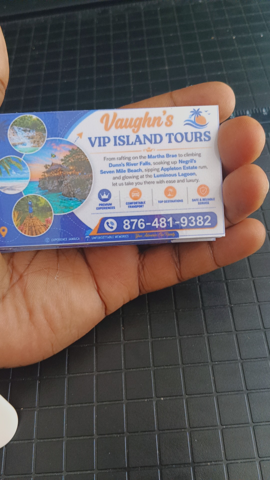 Printed Vaughn's VIP Island Tours business cards
