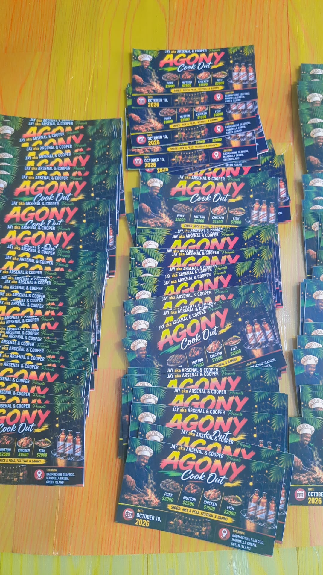 Stacks of printed event tickets