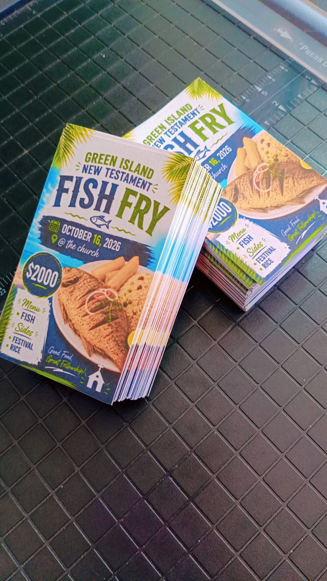 Printed fish fry event tickets